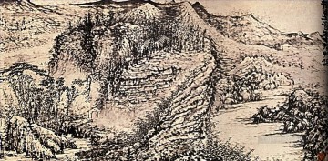 350 人の有名アーティストによるアート作品 Painting - 下尾 私はすべての素晴らしい山を通過し 1691年の古い中国の墨のスケッチを修正しました